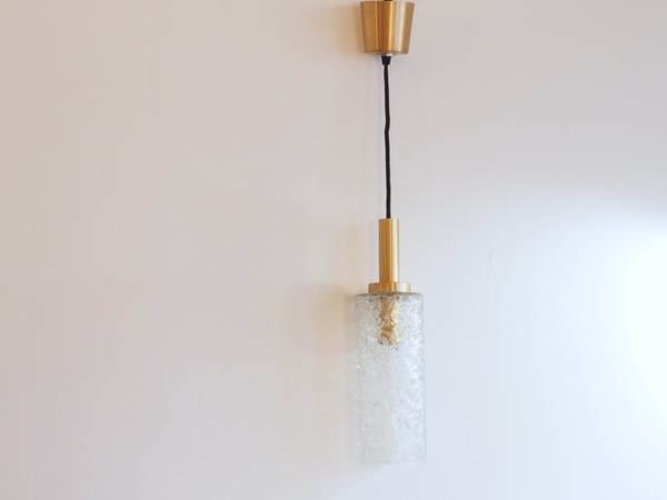 Suspension cylindrique en verre texturé de style Carl FAGERLUND