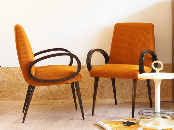 2 fauteuils orange vintage SPACE AGE