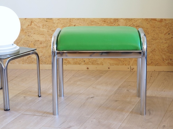 Tabouret ou repose-pied vert pomme vintage
