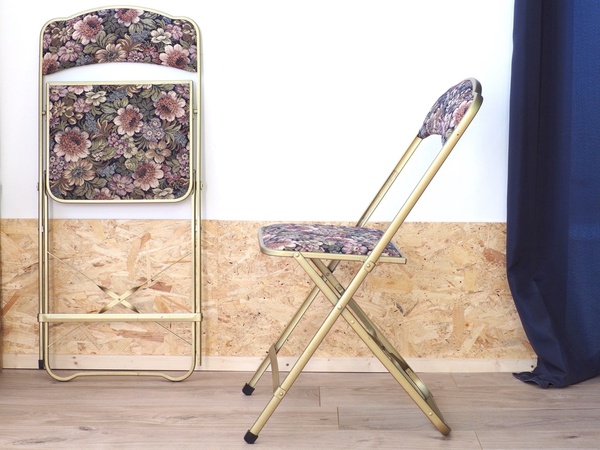 2 chaises pliantes à tapisserie fleurs CHAISOR