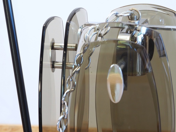 Lustre italien VECA FONTANA ARTE en verre fumé