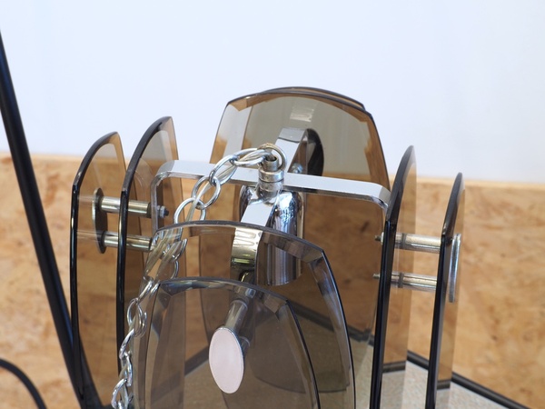 Lustre italien VECA FONTANA ARTE en verre fumé