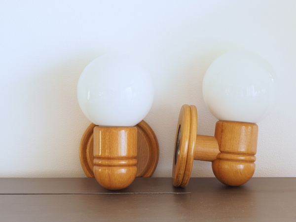 2 appliques en bois vintage ALLIBERT modèle CYPRIA