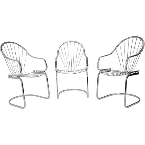 ensemble-de-3-chaises-vintage-chromees-par-gastone-rinaldi-italie-1960 - Grande